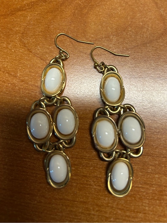 Banana Republic Jewelry - Banana Republic Gold-Tone Earrings with White Cabochons